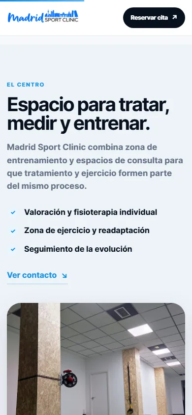 Galería e interfaz deportiva en móvil