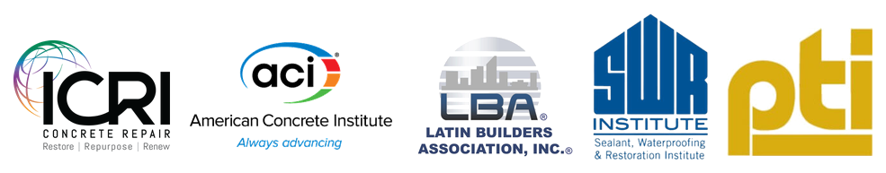 ICRI, ACI, Latin Builders Association, SWR Institute and PTI logos